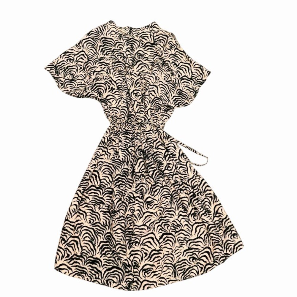 H&M Zebra Print Shirt Dress XS - Button Front Belted Midi